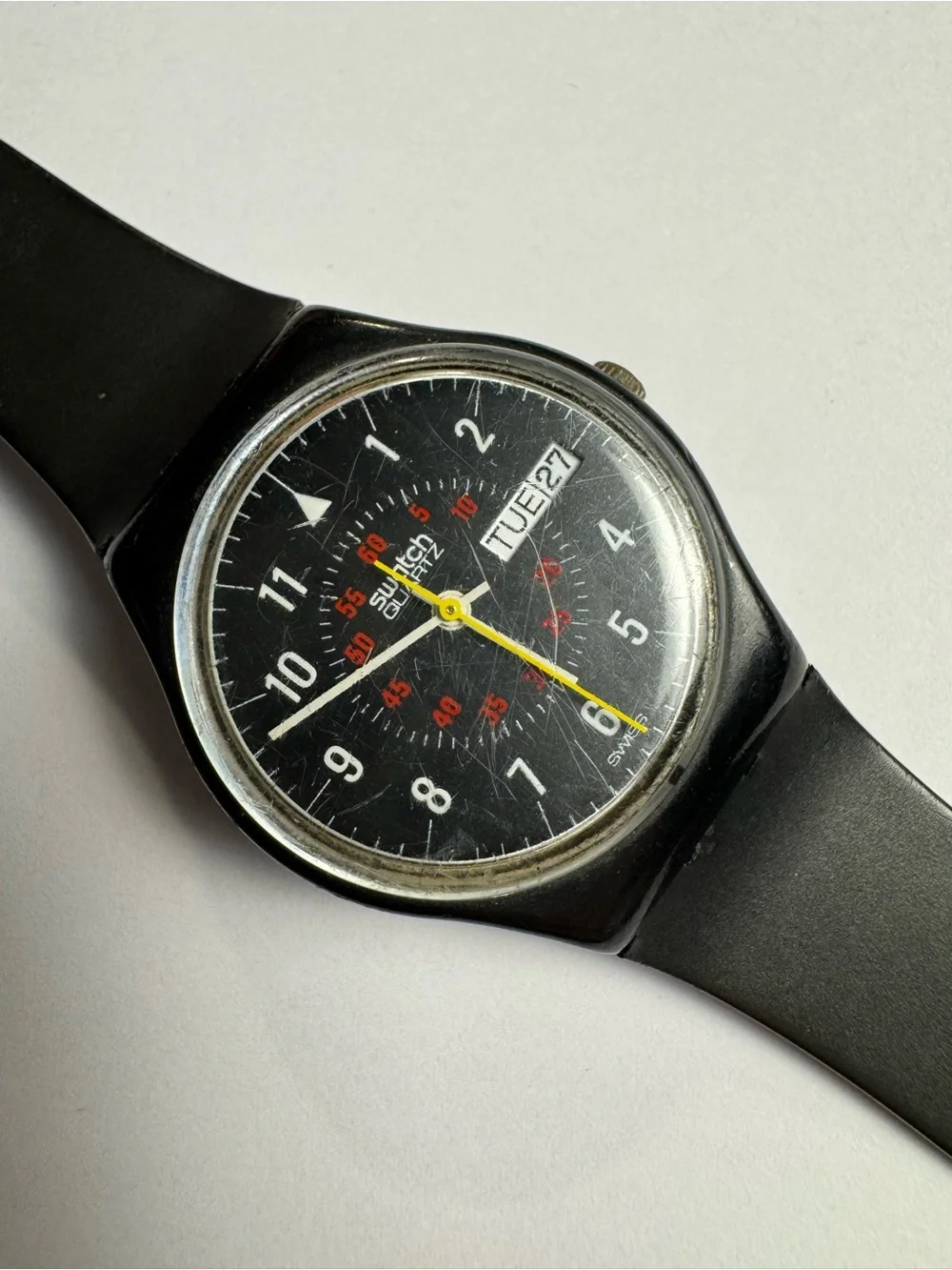 Swatch Nicholson GB705 rare all-black analog watch c. 1985